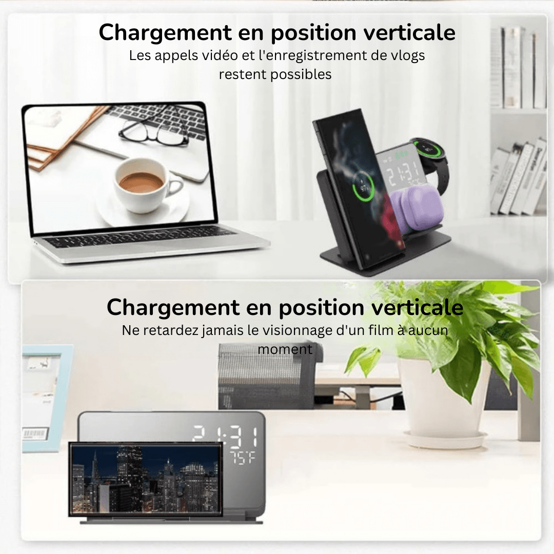 Chargeur Sans Fil 3-en-1 pour Samsung Galaxy Watch, Écouteurs Galaxy et Smartphones Galaxy - InnoMonde