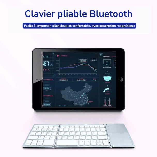 Clavier Pliable Sans Fil Bluetooth avec Pavé Tactile pour Windows, Android et iOS - InnoMonde