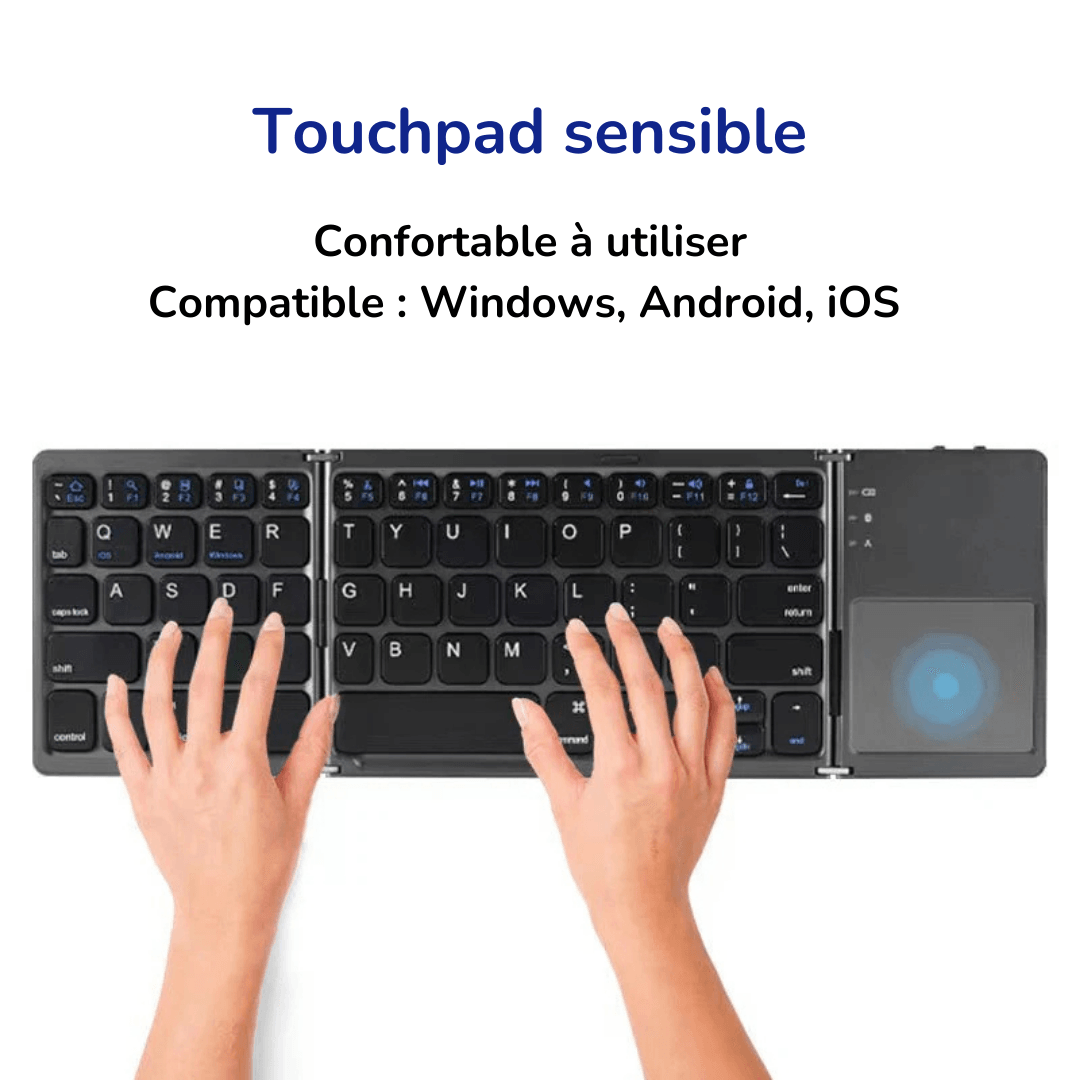 Clavier Pliable Sans Fil Bluetooth avec Pavé Tactile pour Windows, Android et iOS - InnoMonde