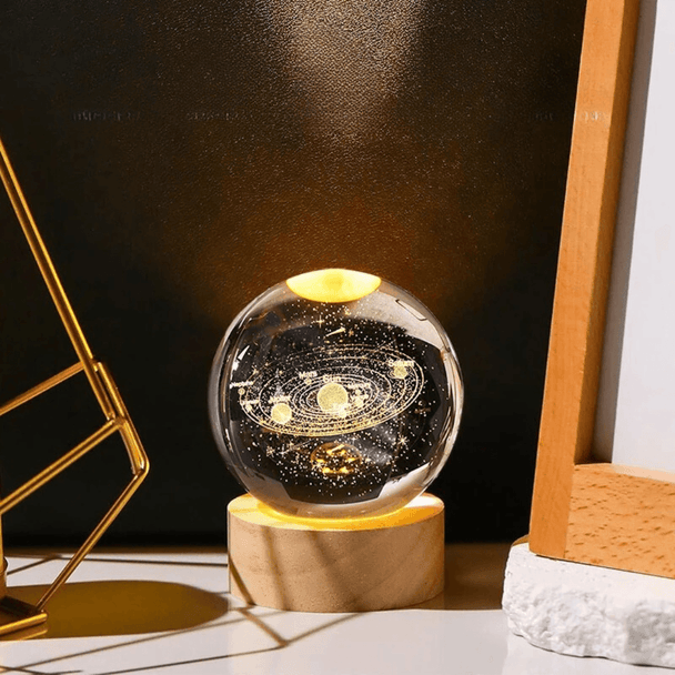 Lampe en Cristal 3D Système Solaire avec Éclairage LED - InnoMonde