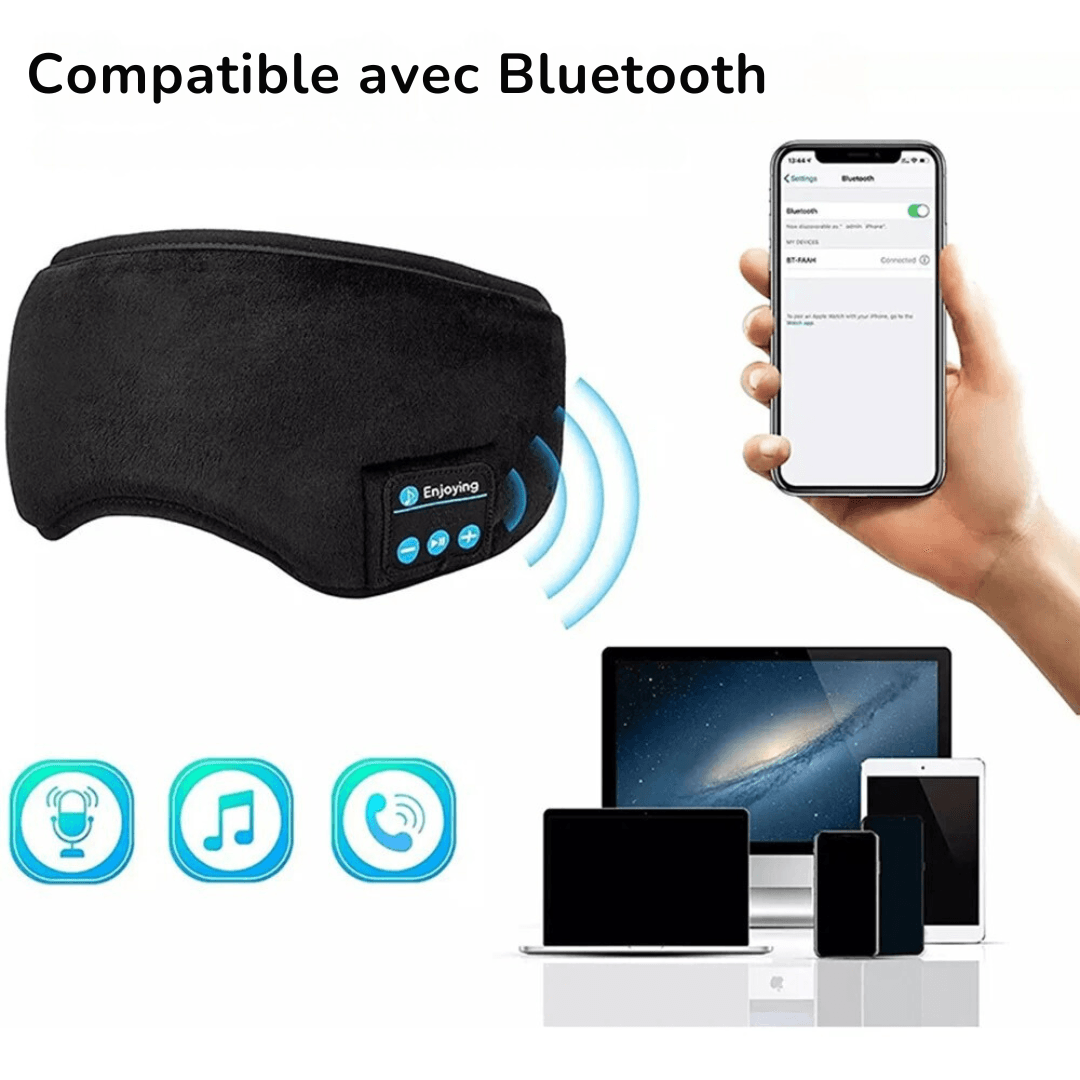 Bandeau Élastique Bluetooth avec Écouteurs Sans Fil et Annulation du Bruit - InnoMonde