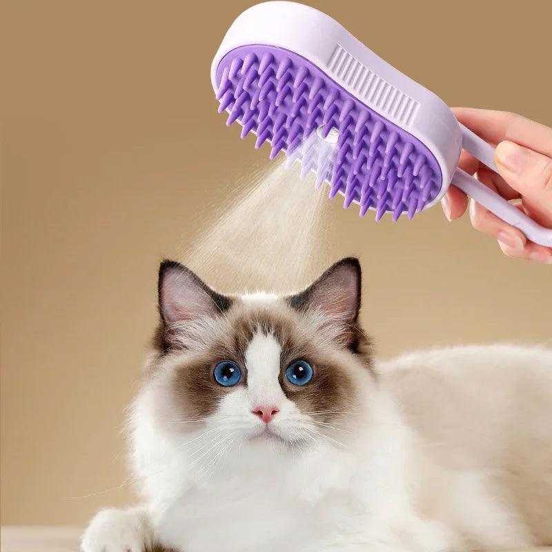 Brosse Vapeur 3-en-1 pour Chats et Chiens - Élimination des Poils, Massage et Brillance - InnoMonde