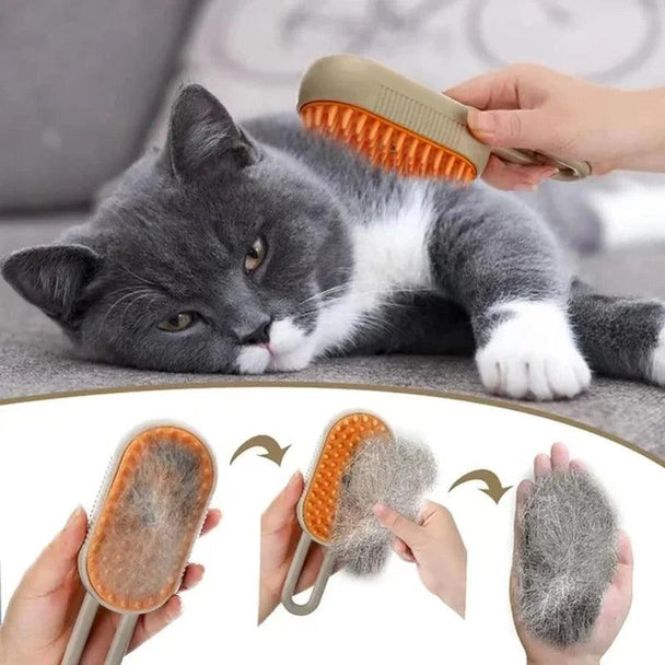 Brosse Vapeur 3-en-1 pour Chats et Chiens - Élimination des Poils, Massage et Brillance - InnoMonde