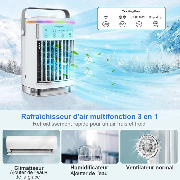 Mini Climatiseur Portable USB avec Ventilateur et Humidificateur - InnoMonde