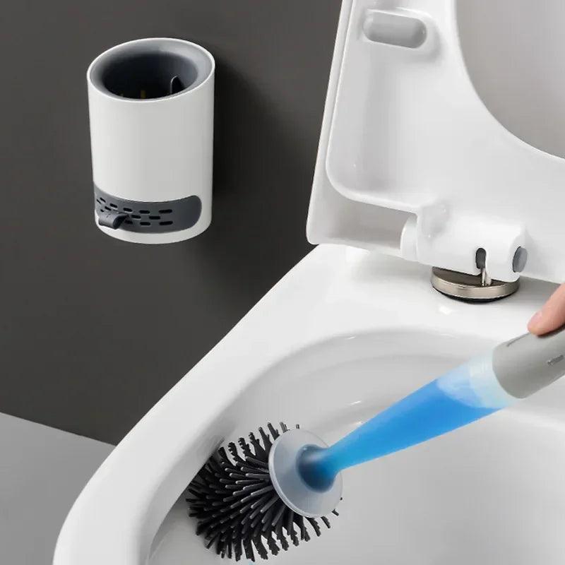 Brosse de Toilette avec Distributeur de Détergent et Support Mural - InnoMonde